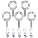 PATIKIL M8 x 25mm Lifting Shoulder Eye Bolt, 5Pcs 304 Stainless Steel Lifting Ring Threaded Eyebolt with Nuts Washers for Hanging Hammocks Articles