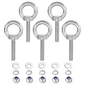PATIKIL M8 x 40mm Lifting Shoulder Eye Bolt, 5Pcs 304 Stainless Steel Lifting Ring Threaded Eyebolt with Nuts Washers for Hanging Hammocks Articles