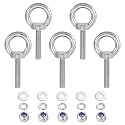 PATIKIL M8 x 50mm Lifting Shoulder Eye Bolt, 5Pcs 304 Stainless Steel Lifting Ring Threaded Eyebolt with Nuts Washers for Hanging Hammocks Articles