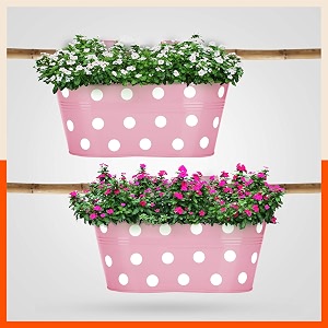 bathla patio ara hanging metal pot holdersplanters for homebalconygarden corrosion resistant with detachable double hooks  blush -set of 2