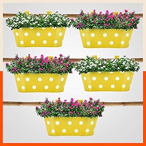 bathla metal patio - ara hanging pot holders for balcony corrosion resistant with detachable double hooks yellow standard set of 5