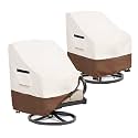 Patio Chair Covers 2 Pack,Swivel Lounge Chair Cover,Waterproof Heavy Duty Patio Furniture Covers for Outdoor Swivel Lounge Chair(32 W x 34 D x 36 H inches) Beige &amp; Brown