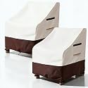 Patio Chair Covers 2 Pack - Waterproof Heavy Duty Patio Furniture Covers for Outdoor Lounge Deep Seat Chair(28 W x 30 D x 32 H inches) Beige &amp; Brown
