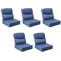 Patio Cushion Set for Patio Furniture, UV Resistant, Water Resistant - 6 Inch Thick Dual Layer Back Support Cushions– 24x24 Inch Patio Seat Covers for Chair/Sofa/Couch | Blue | 5-Pack |