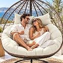 Patio Double Egg Chair Cushion Replacement 55x35in Thickened Memory Foam Large Double Egg Swing Chair Cushions Hanging Basket Chair Cushion