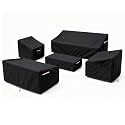 Patio Furniture Cover Set, 5-Piece Outdoor Furniture Cover Waterproof, Covers for Sofa, Loveseat, Chairs &amp; Coffee Table, Heavy-Duty 600D Lawn Patio Set Covers,UV-Resistant All-Season Protection,Black
