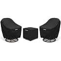 Patio Furniture Covers Set for 3-Piece Bistro Sets, Heavy-Duty 600D Waterproof Outdoor Furniture Covers for 2 Chairs &amp; Coffee Table, UV Resistant, All-Season Protection for Patio, Porch Backyard,Black