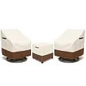 Patio Furniture Covers Set for 3-Piece Bistro Sets, Heavy-Duty 600D Waterproof Outdoor Furniture Covers for 2 Chairs&Side Table,UV Resistant, All-Season Protection for Patio,Porch Backyard,Beige&Brown