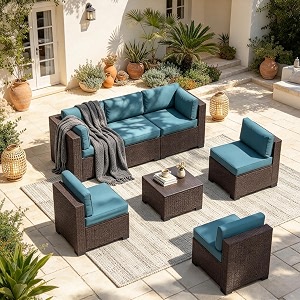Patio Furniture Set Brown Rattan Peacock
