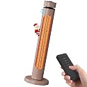 Patio Heater for Outdoor 1500W 8 Heat Levels 8H Timers Oscillation Carbon Fiber Heating Tip-Over&amp;Overheat Protection Waterproof Electric Infrared Heater with Remote Brown