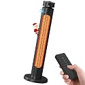 Sundate 1500W Electric Patio Heater for Outdoor Use, Infrared Heater with 8 Heat Levels, 60° Oscillation, Remote Control, 8-Hour Timer, Tip-Over & Overheat Protection, Black