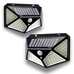 solar motion lights 100 leds with 3 modes amp ip65 waterproof protection 2pack