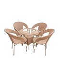 Patio Seating Chair and Table Set for |Indoor| Outdoor| Living Room | Balcony | Garden and Square Coffee Table for Balcony 4 Chairs and 1 Table Set (Grey)