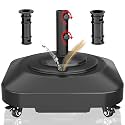Patio Umbrella Base with 5 Wheels, Max 100lb Fillable Umbrella Stand