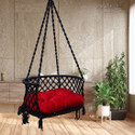 Patiofy C Shape Shape Wooden Swing Chair with Cushion/Swing for Adults Home/Jhula Indoor Cotton Large Swing (Clear, Black, DIY(Do-It-Yourself))
