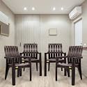 Patiofy Chair for Living Room/Plastic Chair Set of 4/ Chairs for Living Room, Home/Plastic Chair with Arm Rest/Matte Finish Weight Holding Capacity- 200Kgs (Spine Pack of 4- Brown)