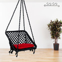 Patiofy Medium Square Shape Wooden Swing Chair with Cushion/ Swing for Adults Home Jhula Cotton Large Swing (Maroon, Black, DIY(Do-It-Yourself))