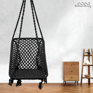 patiofy square shape wooden swing chair with cushion swing for adults homejhula indoor cotton large swing black diydo-it-yourself