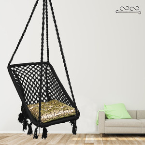 patiofy square shape wooden swing chair with cushion swing for adults homejhula indoor cotton large swing