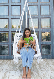 patiofy square shape wooden swing chair with cushion swing for adults homejhula indoor cotton large swing white diydo-it-yourself