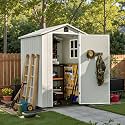 Patiowell 4X4 FT Resin Outdoor Storage Shed with Floor, Light Grey