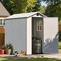 Patiowell 4 x 6 FT Resin Storage Shed with Floor, Light Gray