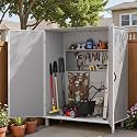 Patiowell 5x3 FT Outdoor Storage Shed with Floor, Plastic Vertical Storage Cabinet with Lockable Doors for Garden, Pool Storage, Tools and Patio Furnitrue Accessories, Light Gray