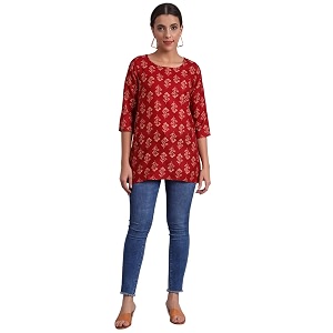 PATLANI Womens Cotton Printed Short Fullstitched Kurti