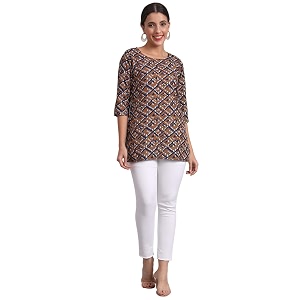 PATLANI Womens Cotton Printed Short Fullstitched Kurti