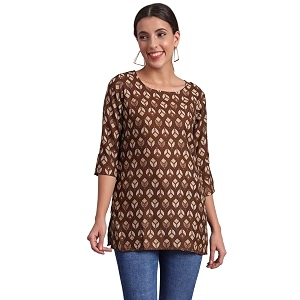 PATLANI Womens Cotton Printed Short Fullstitched Kurti