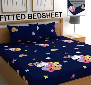 patnos microfiber king fitted elastic 300 tc abstract 1 bedsheet with 2 pillow covers
