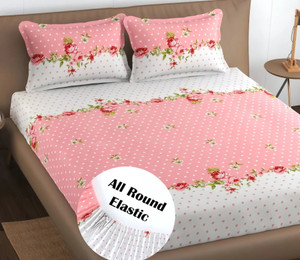 patnos microfiber king fitted elastic 240 tc abstract 1 bedsheet with 2 pillow covers