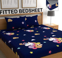 PATNOS Microfiber King Fitted (Elastic) 300 TC Abstract 1 Bedsheet with 2 Pillow Covers