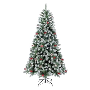 patpat christmas tree 150cm snow flocked branches pinecones red berries