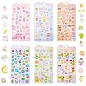 PATPAT 6 Sheet Cartoon 3D Puffy Resin Stickers for Phone Case, Cute DIY