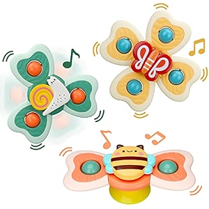 patpat baby bath toys 3 pcs sensory toys for kids yellow cartoon animal shaped toys 1-3 years old
