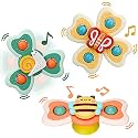 PATPAT® Baby Bath Toys 3 PCS Sensory Toys for Kids, Yellow Cartoon Animal Shaped Toys, 1-3 Years Old
