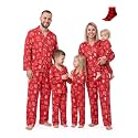 PATPAT Button Down Christmas Pajamas, Button Up Pjs for Family Christmas Party Long Sleeve Lounge Sets