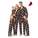 PATPAT Button Down Christmas Pajamas, Button Up Pjs for Family Christmas Party Long Sleeve Lounge Sets