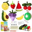 PATPAT DIY Crochet Craft Kit 8pcs Cartoon Fruit Bag Charm Kit with Metal Loops, Step-by-Step Instructions &amp; Video Tutorial, Multicolor