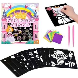 patpat foil art kit for kids 5 paper 12 sheets 80 foils 2 sticks