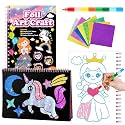 PATPAT Foil Art Book Kids, 2-in-1 Paper, 16 Motifs, 80 Sheets, 1 Stick 1 Pe