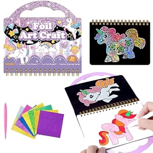 patpat unicorn diy foil art book 16 patterns 80 glitter papers 1 stick