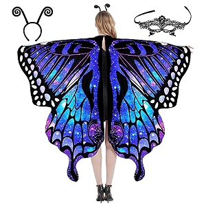 patpat colorful butterfly wings adult butterfly wings cape for girls butterfly costume with butterfly antenna headband amp lace mask butterfly wings costume for party halloween party dress up