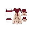 PATPAT Family Matching Outfits Dresses and Sweatshirt Fall Winter Off Shoulder Dresses and Long Sleeve Sweatshirt