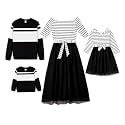 PATPAT Family Matching Outfits Dresses and Sweatshirt Fall Winter Off Shoulder Dresses and Long Sleeve Sweatshirt