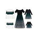 PATPAT Family Matching Outfits Dresses and Sweatshirt Fall Winter Off Shoulder Dresses and Long Sleeve Sweatshirt
