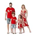 PATPAT Family Matching Outfits Mommy and Me Dresses Hawaiian Tropical Vacation Beach Spaghetti Strap Dress and Shirt