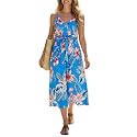 PATPAT Family Matching Outfits Mommy and Me Dresses Hawaiian Tropical Vacation Beach Spaghetti Strap Dress and Shirt