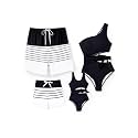 PATPAT Family Matching Swimsuits: Mommy and Me One Shoulder Colorblock Bathing Suits One Piece Swimwear Sets
